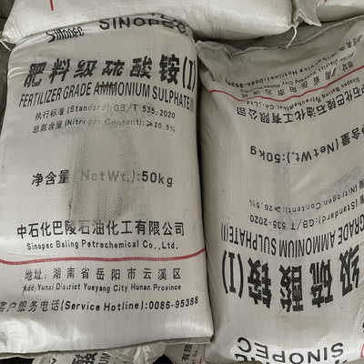 50 KG/BAG Amonyum Sülfat Beyaz Parçacık CAS 7783-20-2 Tarımda Besin Olarak Kullanılır