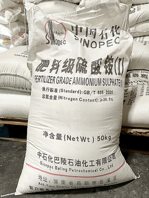 50 KG/BAG Amonyum Sülfat Beyaz Parçacık CAS 7783-20-2 Tarımda Besin Olarak Kullanılır
